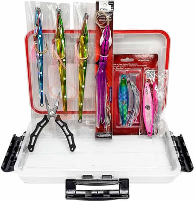 Catch Kingfish Jigs + Deluxe Pliers + Waterproof Tackle Box