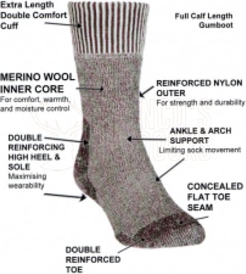 Comfort Socks 342 Merino Gumboot Sock Twin Pack