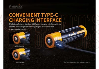 Fenix 21700 5000mAh Type-C USB Rechargeable Battery