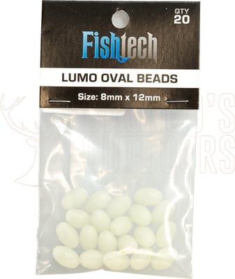 Fishtech Lumo Beads Oval 8mmx12mm 20 Pack