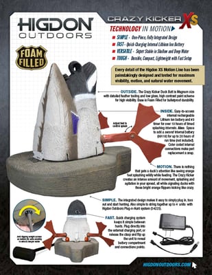 Higdon XS Crazy Kicker Mallard Drake Decoy 12V