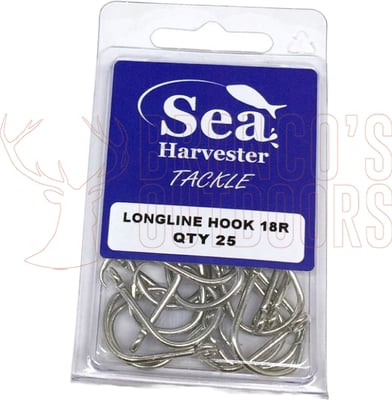 Sea Harvester Recurve Longline Hooks Size 18 25 Pack
