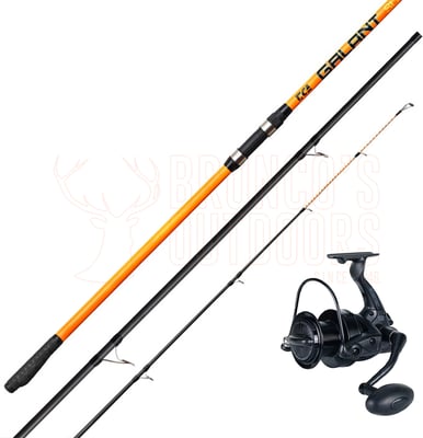 Tica Galant 14.6' 3 Piece 100-220gm Fishing Rod + Tica Scepter GTY10000 Long Cast Surf Reel