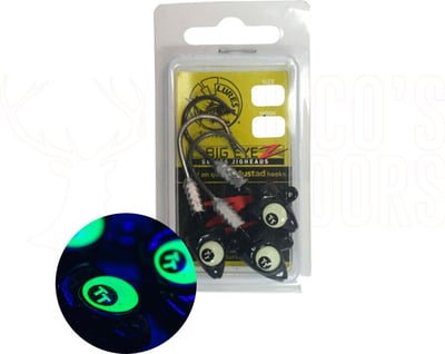 TT Lures Big Eyez Jig Heads Black Glow Eyez 3 Pack