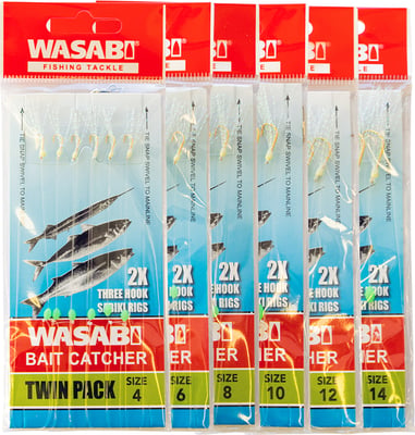 Wasabi Sabiki Fishing Rigs Twin Pack 2x 3 Hooks